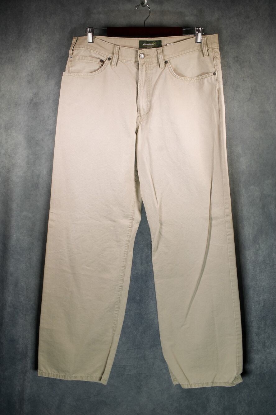 Eddie Bauer Men's Straight Fit Khaki Pants Beige Size 36x32 Casual Trousers
